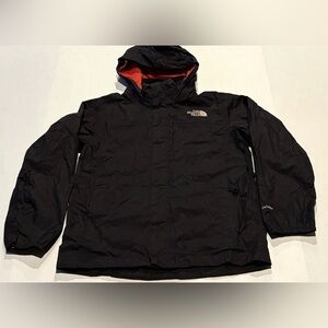 North Face Coat Boys Medium (10-12) Black Mesh Lined Hooded Hyvent Rain Jacket